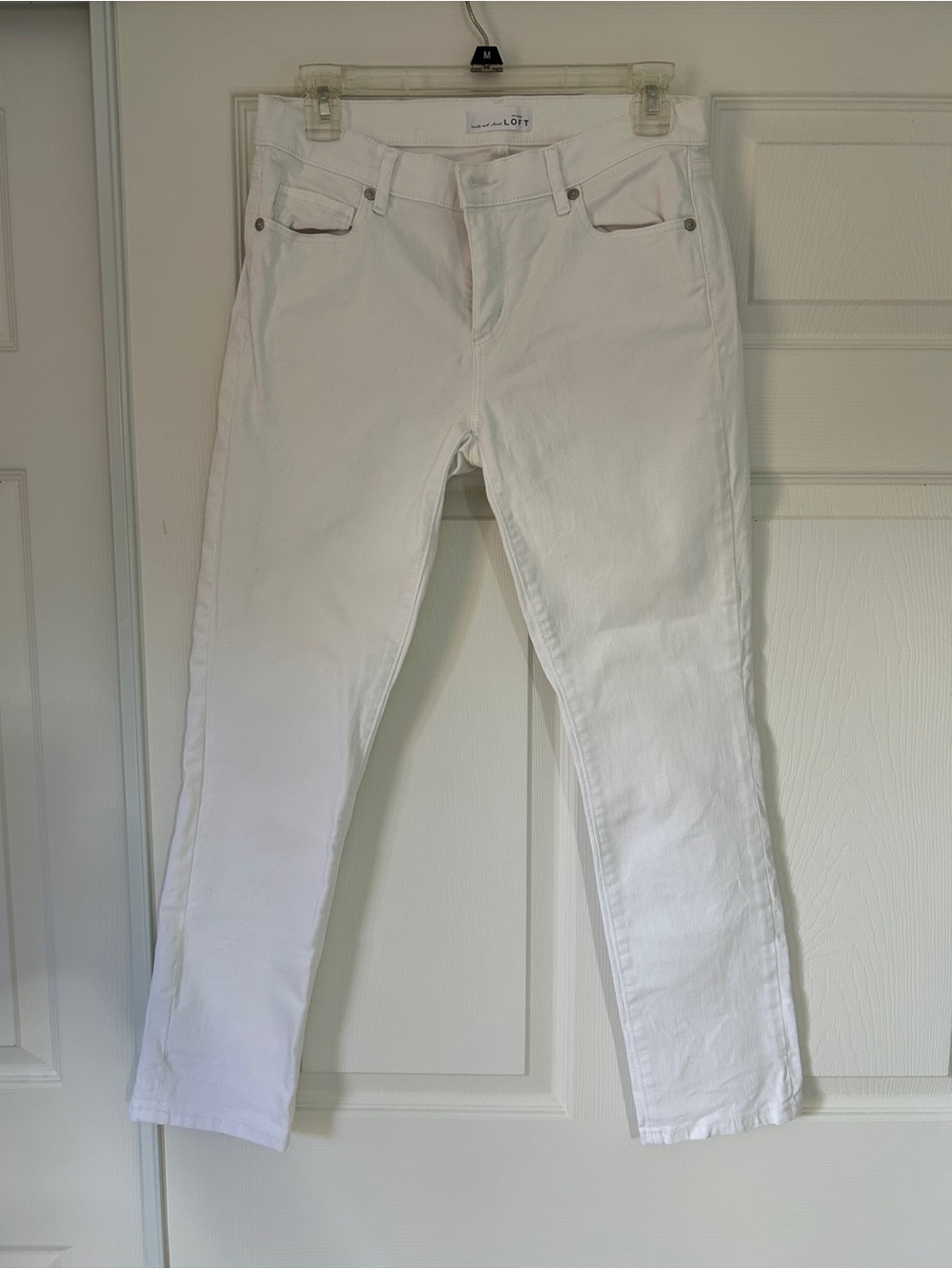LOFT Womens White Cropped Straight Jeans